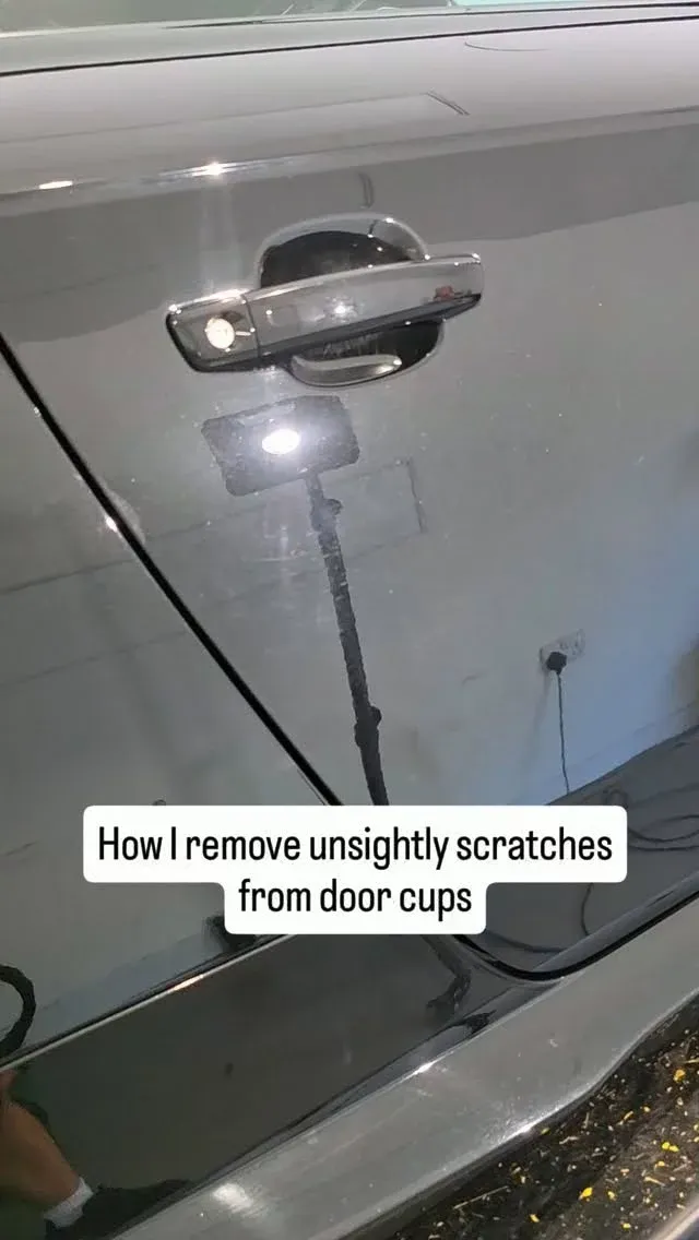 How to properly remove those nasty scratches from an inaccessible area behind the door handles, usually caused by rings or nails.

Yes it can be done without removing the handle itself but it takes ages and the results won't be brilliant so obviously, the handle is removed, scratches polished out and handle refitted.

I'll let the results speak for themselves.